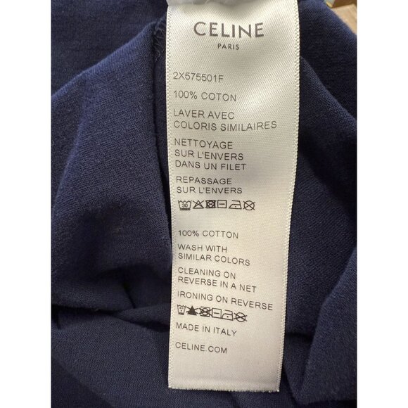 Celine Paris Navy Blue T-Shirt With White Horse & Carriage Graphic Logo Short Sl - Picture 10 of 11